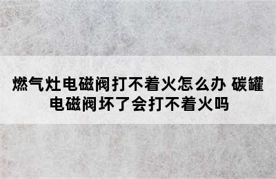 燃气灶电磁阀打不着火怎么办 碳罐电磁阀坏了会打不着火吗